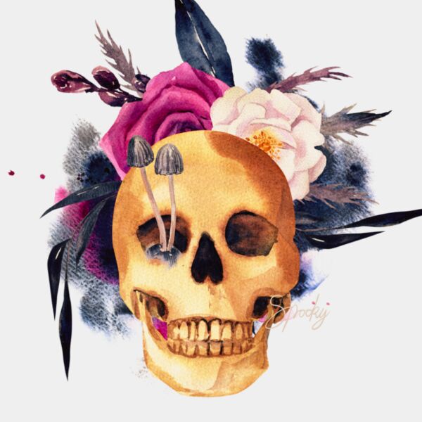 Beige Creative Skull Halloween T Shirt Thumbnail