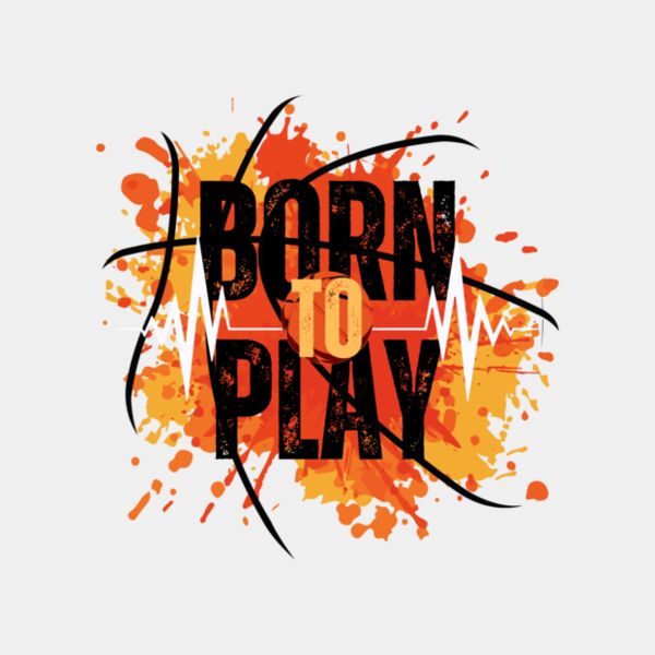 Black Orange Yellow Modern Born To Play Basketball T Shirt Thumbnail